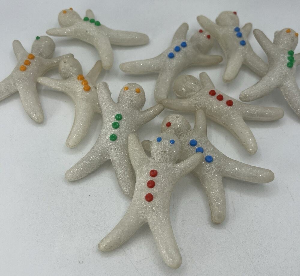 Set 10 Vtg Blown Glass Snowman Gingerbread Christmas String Light Covers 3.5"